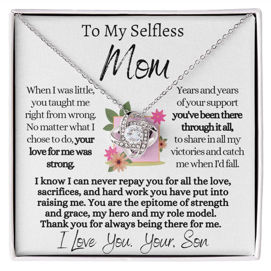 Selfless Mom | Necklace gift to Mom from Son, Supportive and Loving